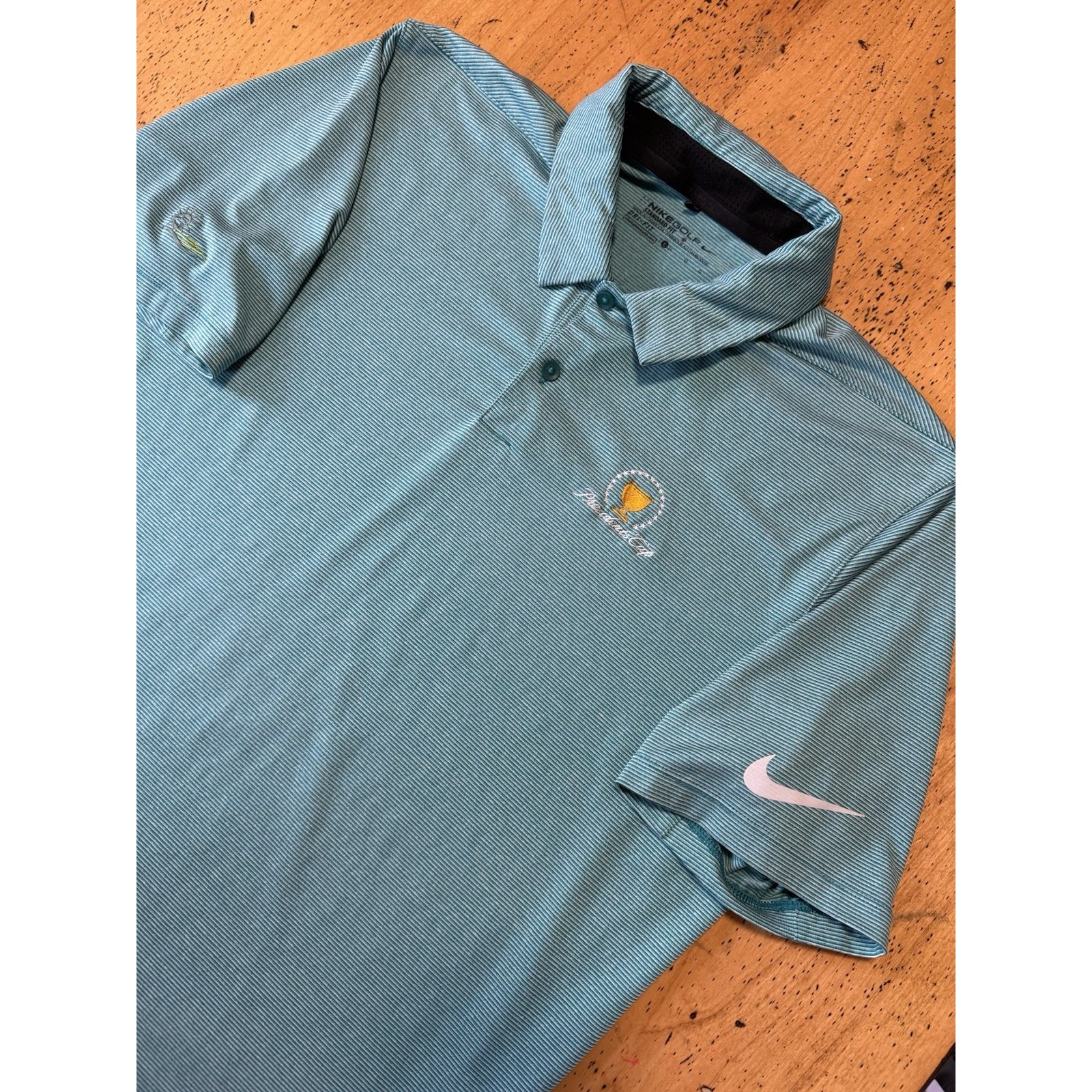 Presidents Cup Nike Golf Polo Shirt Mens Lgreen Stripe Performance